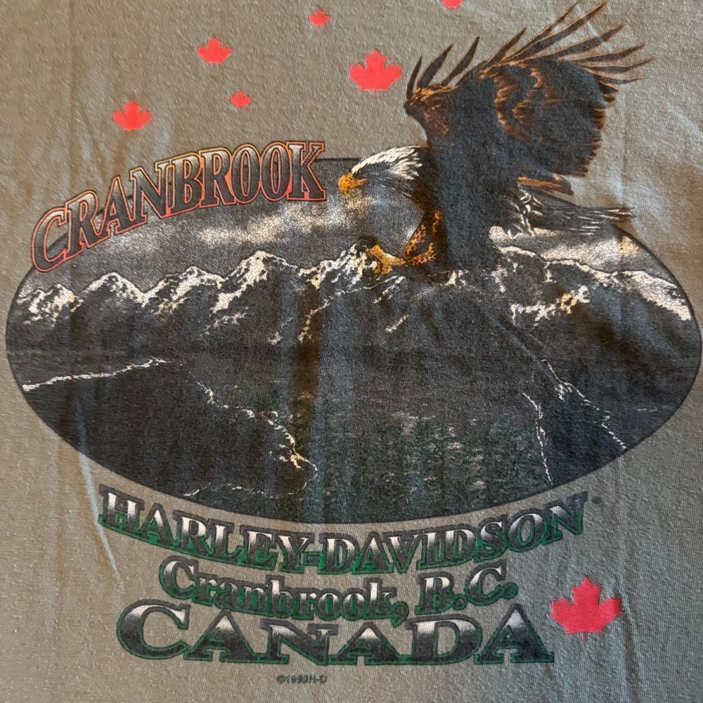 Harley-Davidson Vintage Cranbrook BC Canada Tee Shirt Size Medium